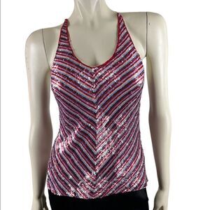 DKNY Sequined Red, White, and Blue Tank Top Good Condition